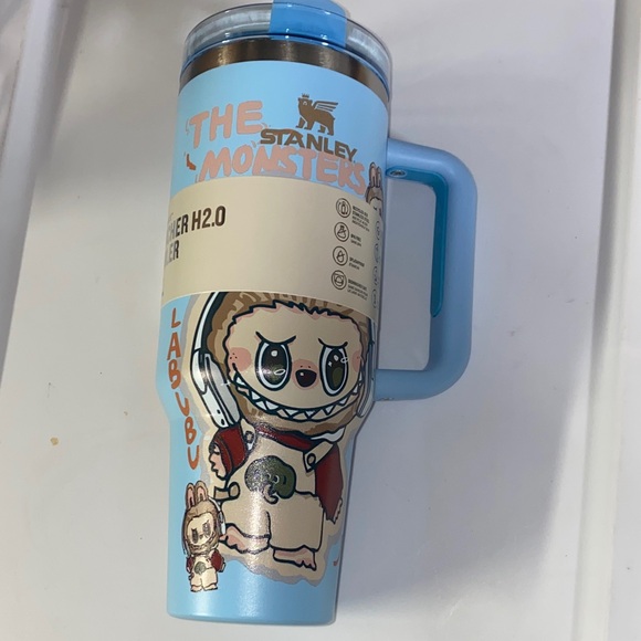 Stanley Labubu The Monsters Tumbler Baby Blue Hippie Hipster Headphones Music - Picture 4 of 10